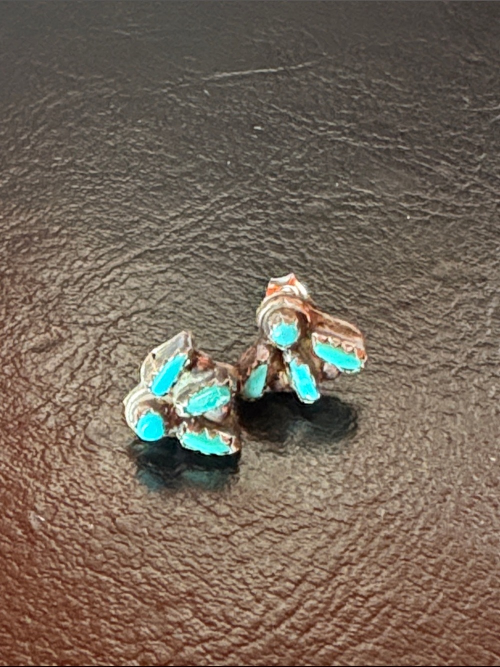 Turquoise Inlay Flower Stud Earrings - Women Jewelry